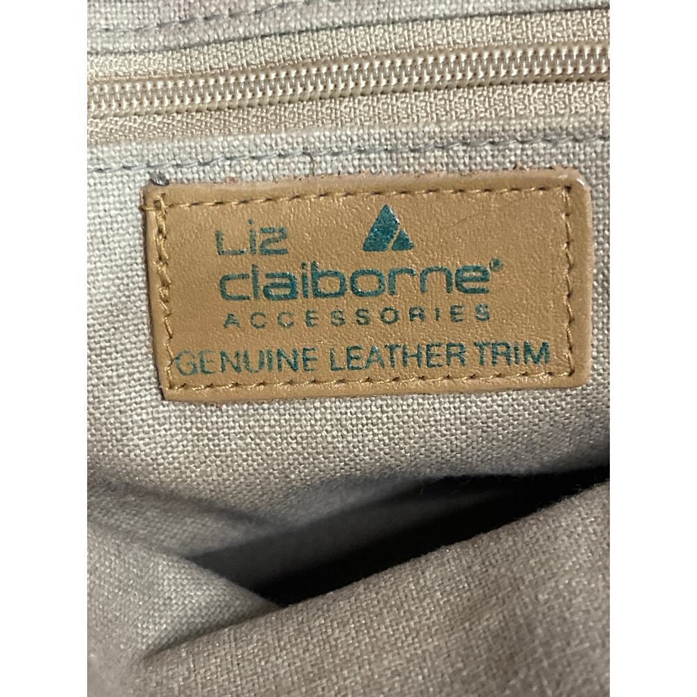 Vintage 80s Liz Claiborne Off White Leather Trim Shoulder Handbag Purse - Picture 7 of 7